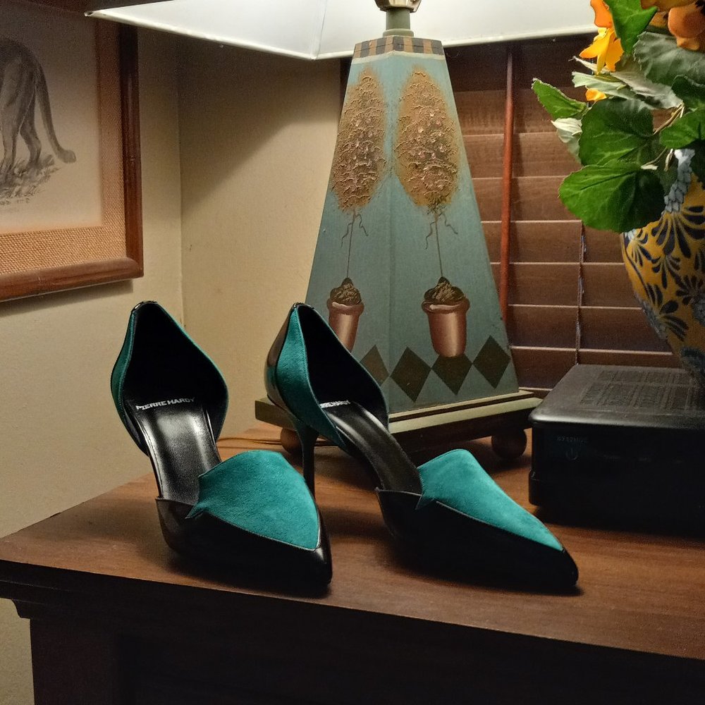 Pierre Hardy Suede and Black Patent Heels